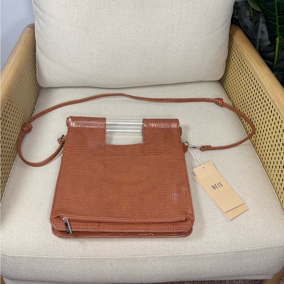 NWT Beis The Crossbody In Cognac Croc - Picture 5 of 10